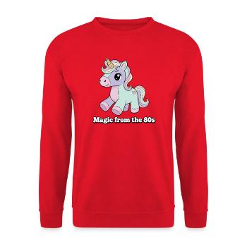 Unicorn Retro 80s Flair - Unisex Sweatshirt - red - Front - Alina (178cm) & Michal (187cm)