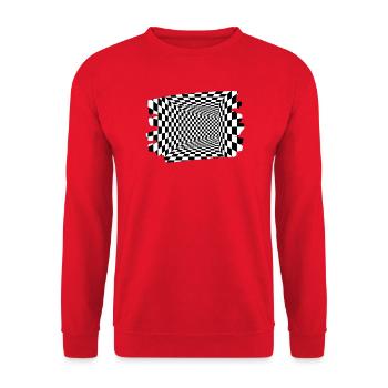 Tunnel-Optische Kacheln - Unisex Pullover - Rot - Vorne - Alina (178cm) & Michal (187cm)