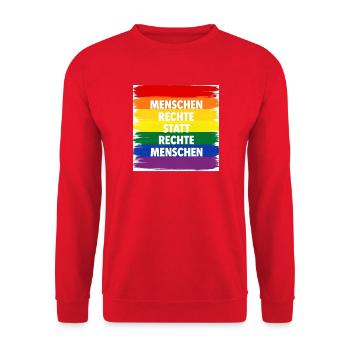 Human rights instead of right-wing people against hate - Unisex Sweatshirt - red - Front - Alina (178cm) & Michal (187cm)