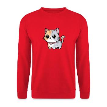 Calico Kitten Collar Charm - Unisex Sweatshirt - red - Front - Alina (178cm) & Michal (187cm)