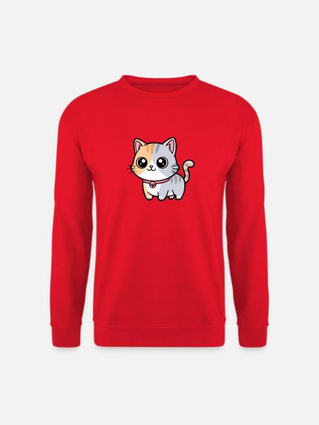 Calico-Kätzchenhalsband-Anhänger - Unisex Pullover - Rot