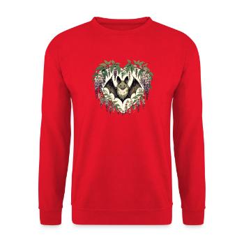 Heart Bat in Wisteria Bloom - Unisex Sweatshirt - red - Front - Alina (178cm) & Michal (187cm)