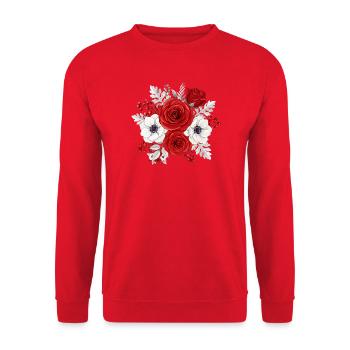 Rot-weißer Blumenstrauß - Unisex Pullover - Rot - Vorne - Alina (178cm) & Michal (187cm)