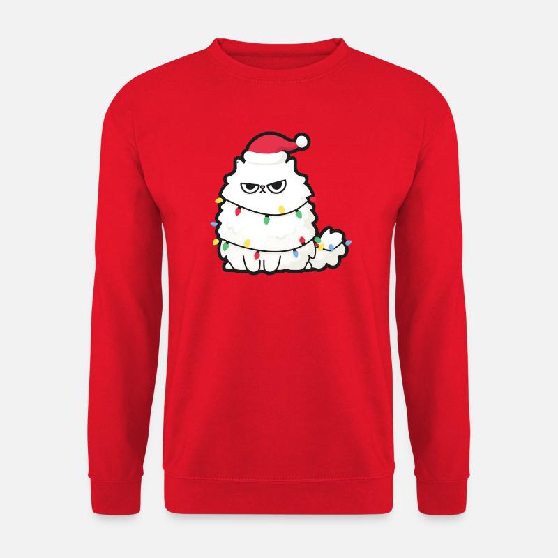 Grimmige Weihnachtskatze mit Lichtern - Unisex Pullover - Rot