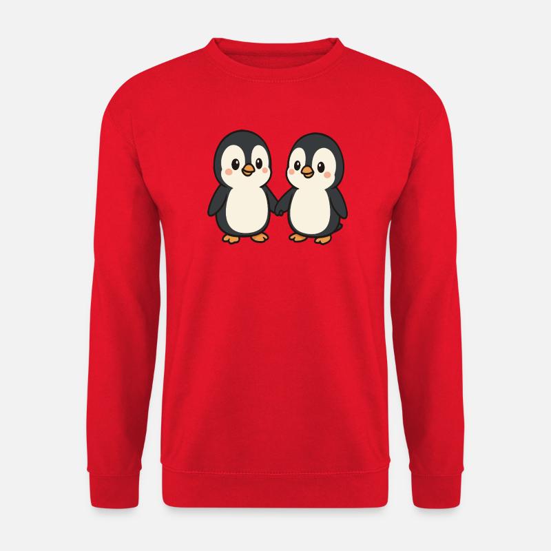Zwei Pinguine Händchenhaltend - Unisex Pullover - Rot