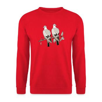 Bunte Vögel - Unisex Pullover - Rot - Vorne - Alina (178cm) & Michal (187cm)