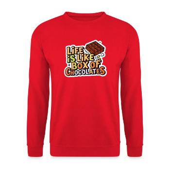 Life Is Like a Box of Chocolates - Unisex Pullover - Rot - Vorne - Alina (178cm) & Michal (187cm)