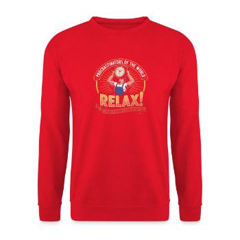 Aufschieber, vereinigt euch ... Morgen – Lustiger Aufschieber - Unisex Pullover - Rot - Vorne - Alina (178cm) & Michal (187cm)