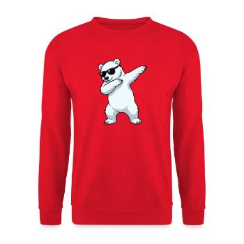 Dab Polar Bear Cartoon - Unisex Sweatshirt - red - Front - Alina (178cm) & Michal (187cm)