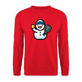 Sports de Noël au bonhomme de neige au tennis - Sweat-shirt Unisexe - rouge - Devant - Alina (178cm) & Michal (187cm)