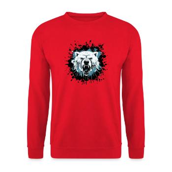 Ours polaire en style éclaboussures - Sweat-shirt Unisexe - rouge - Devant - Alina (178cm) & Michal (187cm)