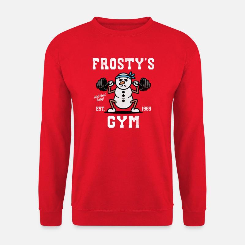 Snowman Weightlifter Gym Tee Frosty's Gym - Unisex Pullover - Rot