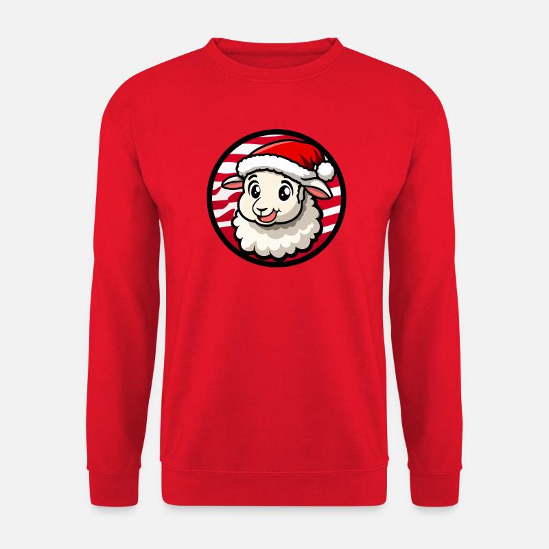 Schaf im Weihnachtsmann-Hut - Unisex Pullover - Rot