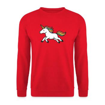 Licorne Joyeuse avec Art de crinière colorée - Sweat-shirt Unisexe - rouge - Devant - Alina (178cm) & Michal (187cm)