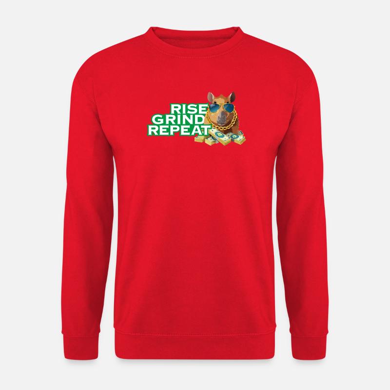 Rise, Grind, Repeat - Capybara Hustle motivation - Unisex Pullover - Rot
