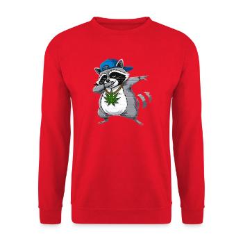 Hip-hop style Raccoon Cartoon Dab - Sweat-shirt Unisexe - rouge - Devant - Alina (178cm) & Michal (187cm)