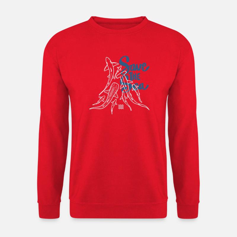 Save The Ocean Line Kunst - Unisex Pullover - Rot