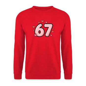 6 7 Meme Number – Pink Love Edition - Unisex Sweatshirt - red - Front - Alina (178cm) & Michal (187cm)
