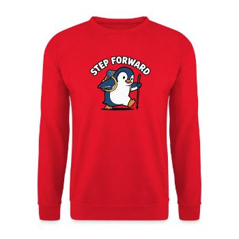 Vorwärts Schritt-Pinguin - Unisex Pullover - Rot - Vorne - Alina (178cm) & Michal (187cm)