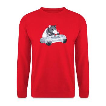Ratty Gamer with Controller – Kawaii Rat Meme - Unisex Sweatshirt - red - Front - Alina (178cm) & Michal (187cm)