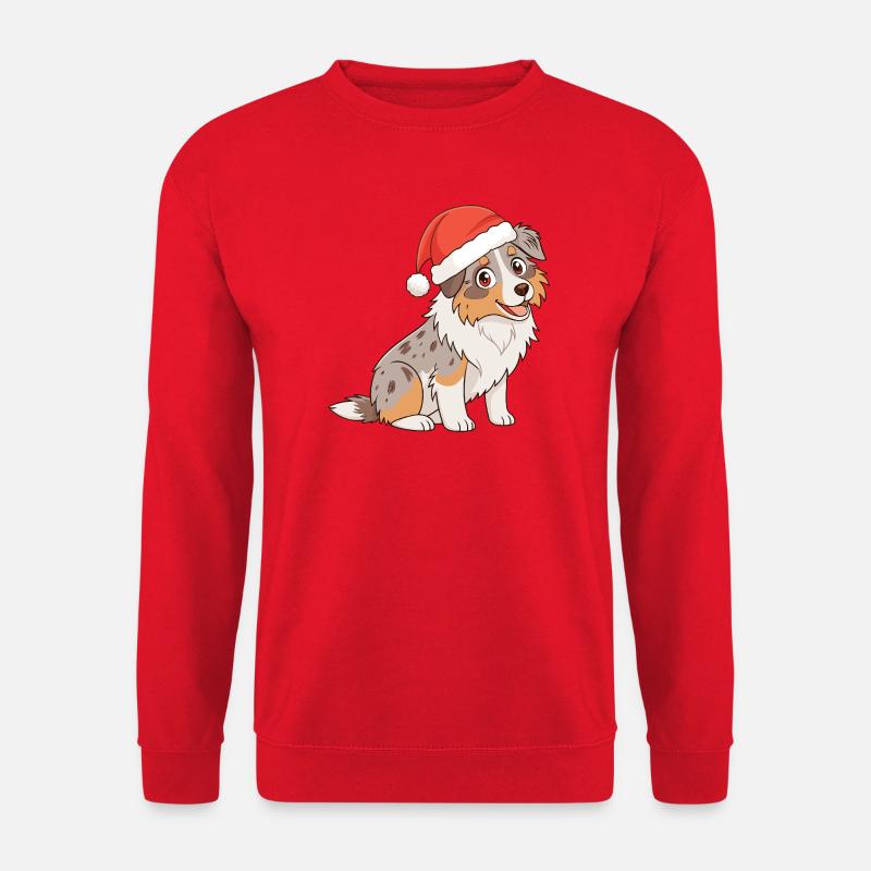 Hunde-Weihnachts-Weihnachtsmann - Unisex Pullover - Rot