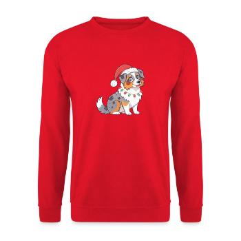Chien Noël Cartoon Festif - Sweat-shirt Unisexe - rouge - Devant - Alina (178cm) & Michal (187cm)