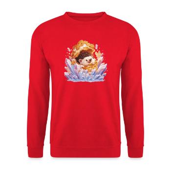 Igel im Honigkristall - Unisex Pullover - Rot - Vorne - Alina (178cm) & Michal (187cm)