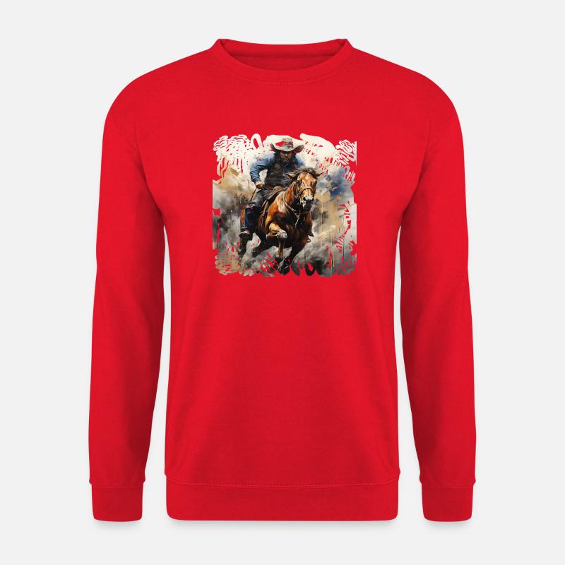 Wildwest Reiter Dynamik-Malstil - Unisex Pullover - Rot