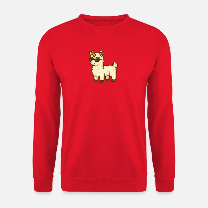 Coole Alpaka mit Einhornhorn - Unisex Pullover - Rot