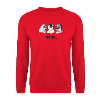 Funny chatter of penguins - Unisex Sweatshirt - red - Front - Alina (178cm) & Michal (187cm)