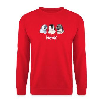 Funny chatter of penguins - Unisex Sweatshirt - red - Front - Alina (178cm) & Michal (187cm)