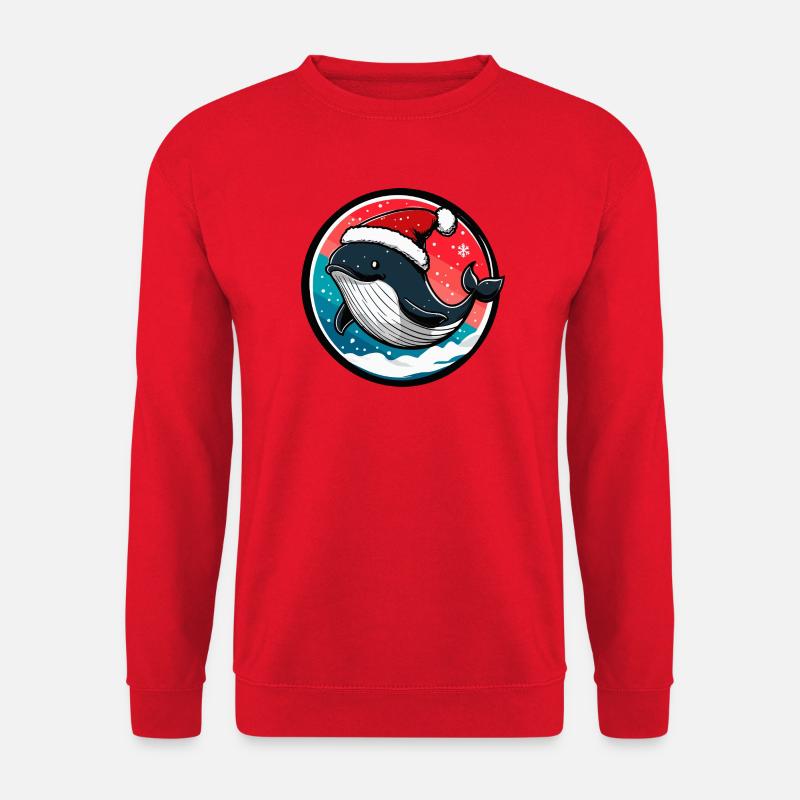 Wal mit Santa-Hut - Unisex Pullover - Rot