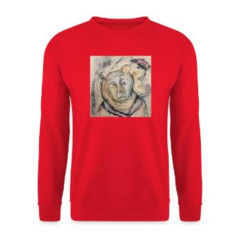 Bear Portrait in Watercolor Sketch Style - Unisex Sweatshirt - red - Front - Alina (178cm) & Michal (187cm)