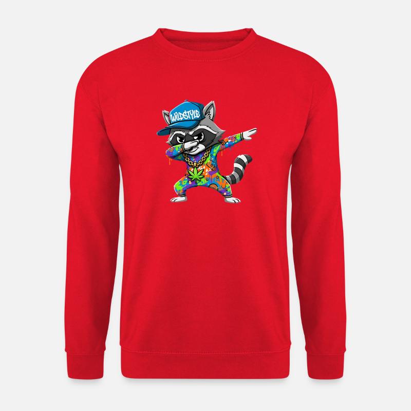 Wildstyle Dabbing Waschbär  Buntes Graffiti Design - Unisex Pullover - Rot
