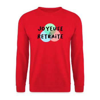 FRÖHLICHES RETREAT. RUHESTAND. PENSIONIERT. RUHESTAND - Unisex Pullover - Rot - Vorne - Alina (178cm) & Michal (187cm)