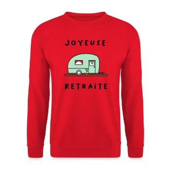 FRÖHLICHES RETREAT. RUHESTAND. PENSIONIERT. RUHESTAND - Unisex Pullover - Rot - Vorne - Alina (178cm) & Michal (187cm)