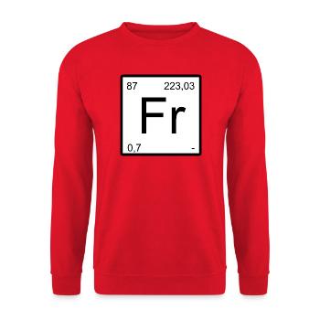 Francium element design with period numbers - Unisex Sweatshirt - red - Front - Alina (178cm) & Michal (187cm)