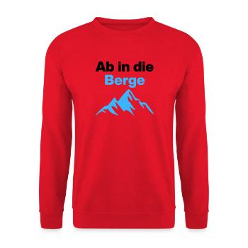 Direction la montagne. Pour les randonneurs et les alpinistes - Sweat-shirt Unisexe - rouge - Devant - Alina (178cm) & Michal (187cm)