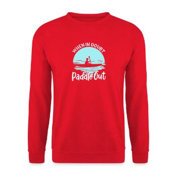 When In Doubt Paddle Out Kayaking Canoe Tee Design - Unisex Pullover - Rot - Vorne - Alina (178cm) & Michal (187cm)
