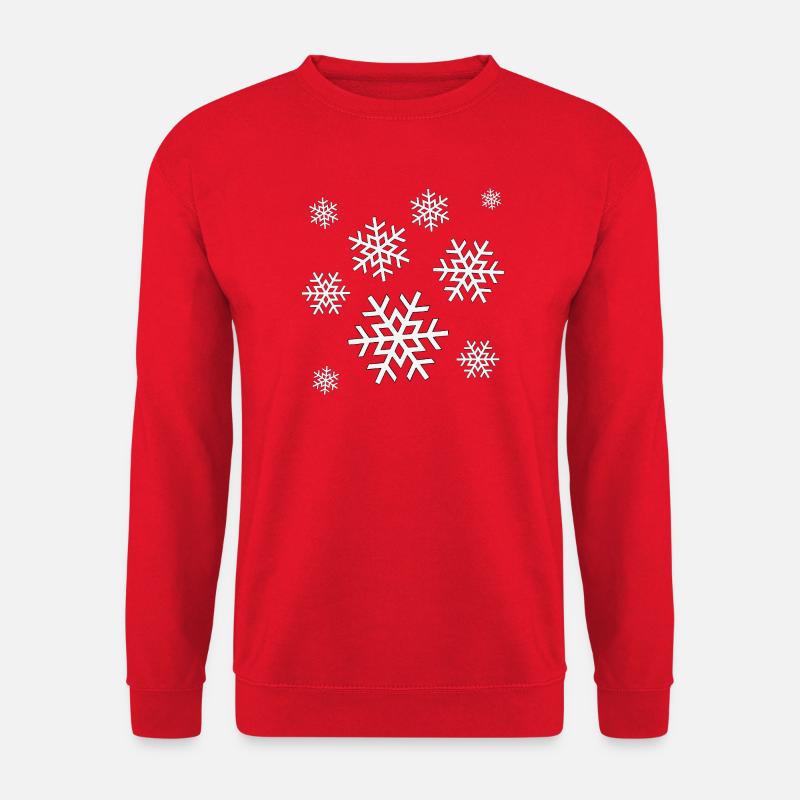 Weisse Schneeflocken Winter Feeling Motiv  - Unisex Pullover - Rot