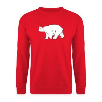 Eisbär mit roter Nikolausmütze Winter Weihnachten  - Unisex Pullover - Rot - Vorne - Alina (178cm) & Michal (187cm)