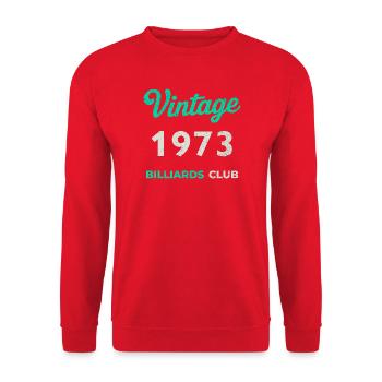 Millésime 1973 – Année de naissance rétro du Billiards Club - Sweat-shirt Unisexe - rouge - Devant - Alina (178cm) & Michal (187cm)