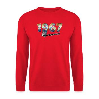 1967 Jahrgang Retro Vintage – Kassette – Cool Olds - Unisex Pullover - Rot - Vorne - Alina (178cm) & Michal (187cm)