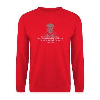 Aristoteles' Zitat von Geist und Herz - Unisex Pullover - Rot - Vorne - Alina (178cm) & Michal (187cm)