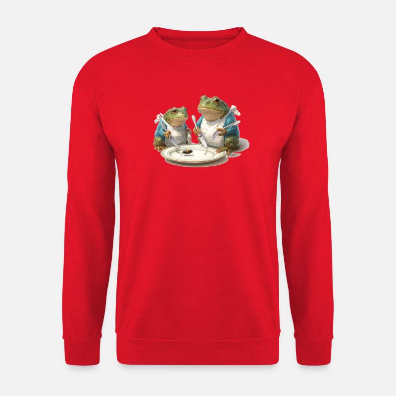 Frosch-Dinner: Fliege am Teller - Unisex Pullover - Rot