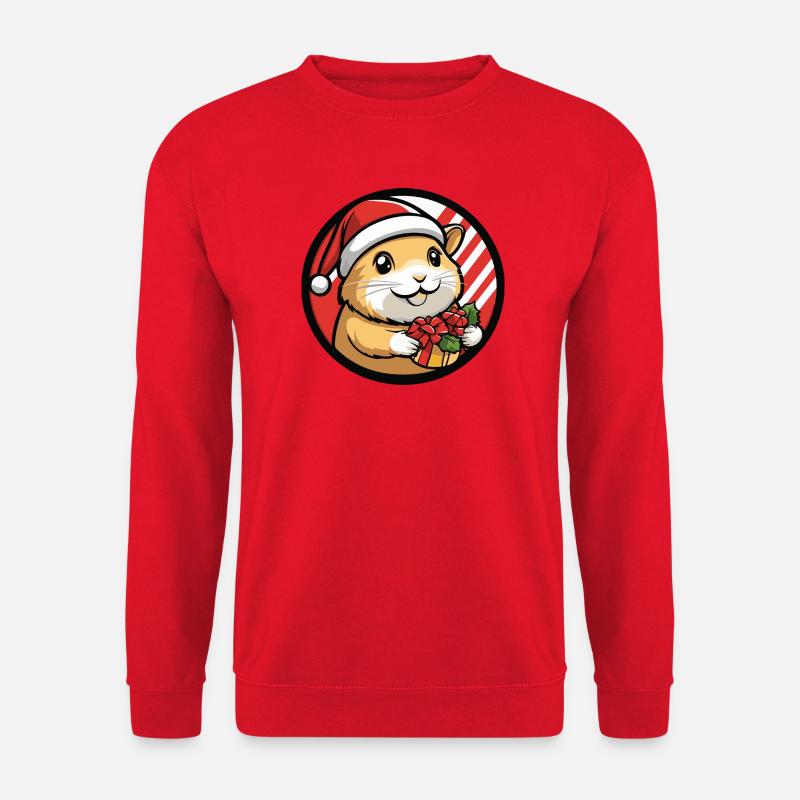 Hamster mit Weihnachtsgeschenk - Unisex Pullover - Rot