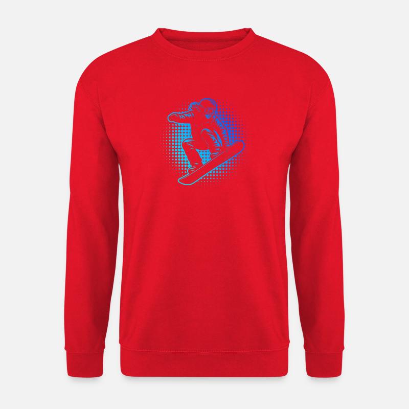 Neon Snowboarder Halftöne - Unisex Pullover - Rot