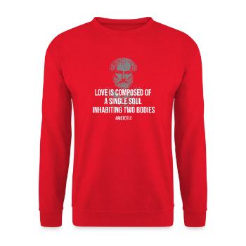 Aristoteles Zwillingsseelen-Zitat-Tee - Unisex Pullover - Rot - Vorne - Alina (178cm) & Michal (187cm)