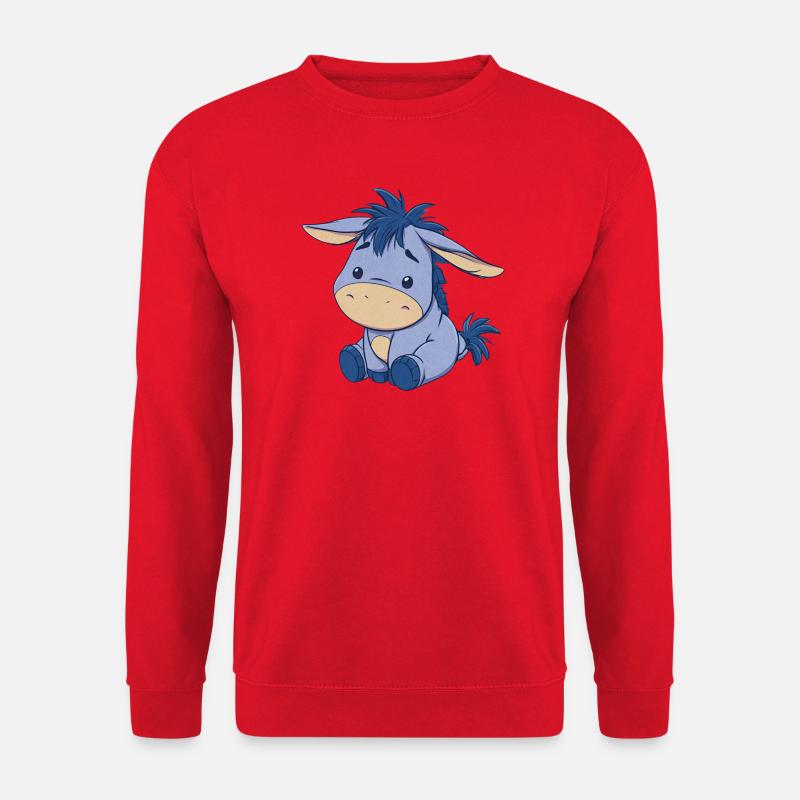 Blauer niedlicher Plüsch-Esel - Unisex Pullover - Rot
