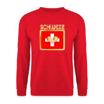 Tennis de table suisse - Sweat-shirt Unisexe - rouge - Devant - Alina (178cm) & Michal (187cm)